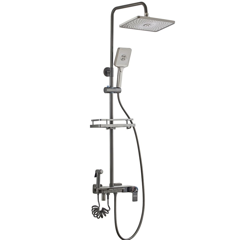Grey Shower System Square Handheld Shower Head Wall Mounted Rain Shower System Clearhalo 'Bathroom Remodel & Bathroom Fixtures' 'Home Improvement' 'home_improvement' 'home_improvement_shower_faucets' 'Shower Faucets & Systems' 'shower_faucets' 'Showers & Bathtubs Plumbing' 'Showers & Bathtubs' 1200x1200_6b64f3fb-7602-46e7-9795-9ad538d283c1
