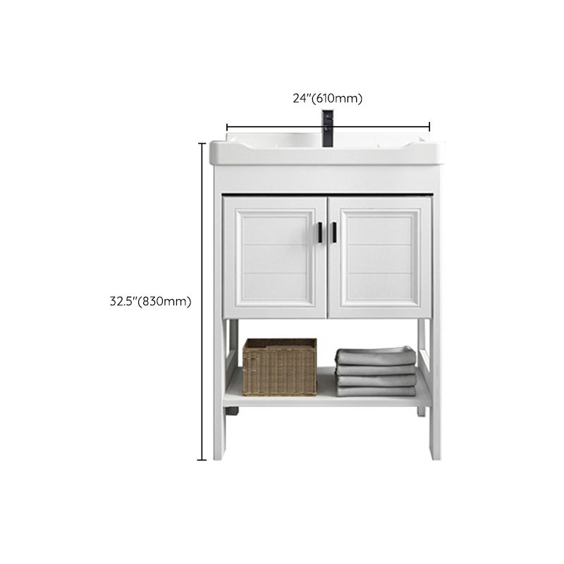 Modern Single Bath Vanity Freestanding White Metal Base Sink Vanity Clearhalo 'Bathroom Remodel & Bathroom Fixtures' 'Bathroom Vanities' 'bathroom_vanities' 'Home Improvement' 'home_improvement' 'home_improvement_bathroom_vanities' 1200x1200_6b6e9e7f-ce26-40d2-a6dc-451ffbde1c28