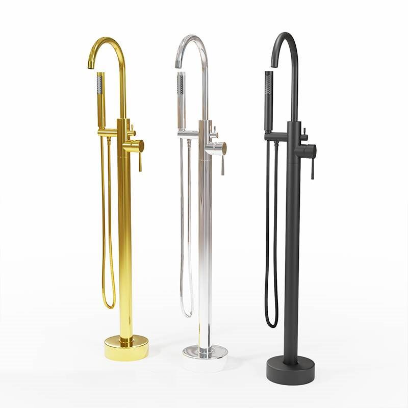 Modern Freestanding Tub Filler with 2 Handles Floor Mounted Bathroom Faucet Clearhalo 'Bathroom Remodel & Bathroom Fixtures' 'Bathtub Faucets' 'bathtub_faucets' 'Home Improvement' 'home_improvement' 'home_improvement_bathtub_faucets' 1200x1200_6b8c45ae-8f1a-4349-a897-5a69ec661e75