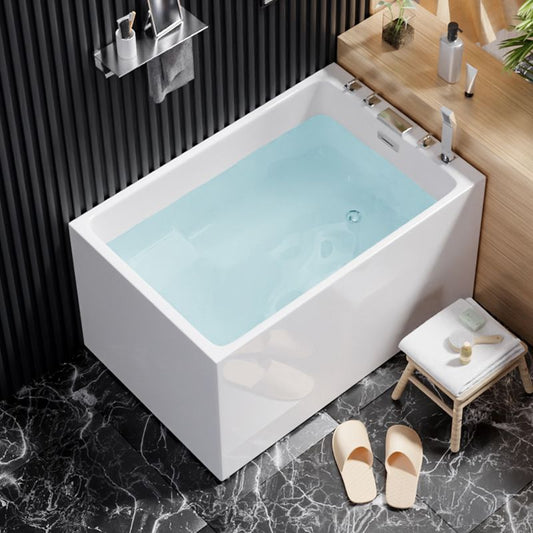 White Back to Wall Soaking Bathtub Contemporary Rectangular Acrylic Bath Tub Clearhalo 'Bathroom Remodel & Bathroom Fixtures' 'Bathtubs' 'Home Improvement' 'home_improvement' 'home_improvement_bathtubs' 'Showers & Bathtubs' 1200x1200_6b8fa235-4d9b-4af1-b2e1-d35ce186aa11