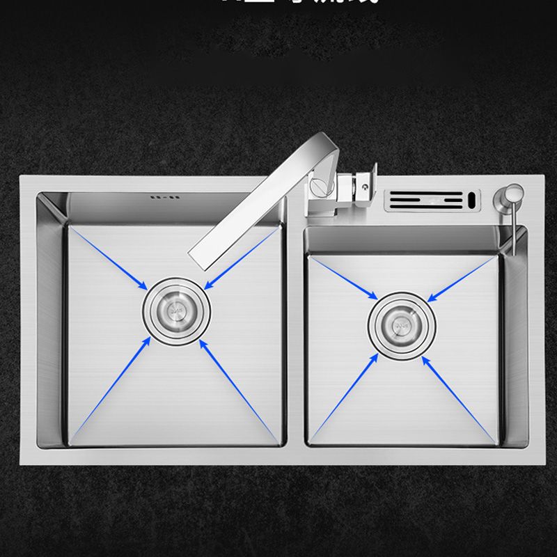 Contemporary Style Kitchen Sink Soundproof Detail Kitchen Double Sink with Basket Strainer Clearhalo 'Home Improvement' 'home_improvement' 'home_improvement_kitchen_sinks' 'Kitchen Remodel & Kitchen Fixtures' 'Kitchen Sinks & Faucet Components' 'Kitchen Sinks' 'kitchen_sinks' 1200x1200_6b90d710-8d9e-4ae5-b687-c0c5ee82f733