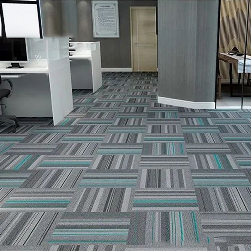 Modern Level Loop Carpet Tiles Stripe Print Interlocking Floor Tile Clearhalo