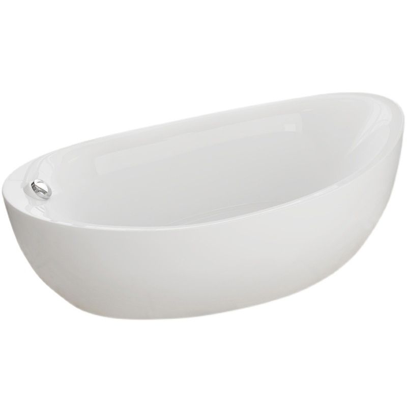 White Freestanding Bath Acrylic Soaking Oval Modern Bathtub Clearhalo 'Bathroom Remodel & Bathroom Fixtures' 'Bathtubs' 'Home Improvement' 'home_improvement' 'home_improvement_bathtubs' 'Showers & Bathtubs' 1200x1200_6bb30836-9541-42bb-bd3d-75aa332a9a0d