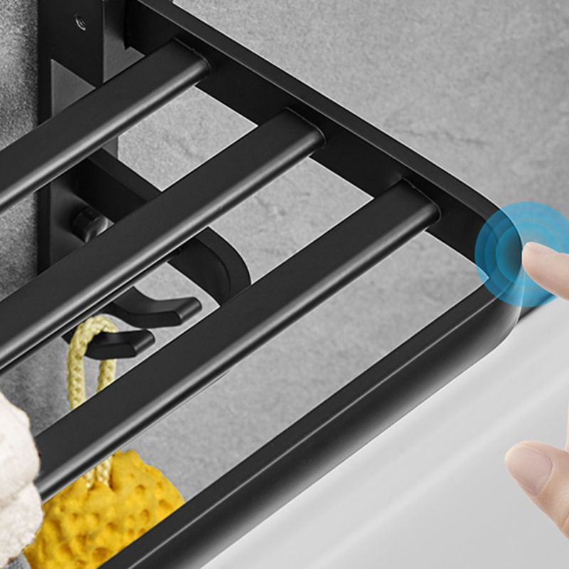 Matte Black 5-Piece Modern Bathroom Accessory Set with Bath Shelf/Tower Bar & Paper Holder Clearhalo 'Bathroom Hardware Sets' 'Bathroom Hardware' 'Bathroom Remodel & Bathroom Fixtures' 'bathroom_hardware_sets' 'Home Improvement' 'home_improvement' 'home_improvement_bathroom_hardware_sets' 1200x1200_6bbc7e0b-e110-4509-bff2-b1bf02c06538