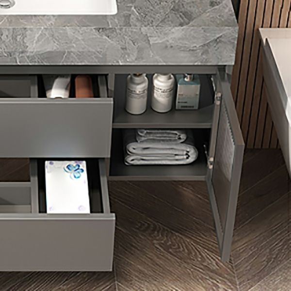 Contemporary Bathroom Sink Vanity Wall Mounted Standard with Two Drawer Clearhalo 'Bathroom Remodel & Bathroom Fixtures' 'Bathroom Vanities' 'bathroom_vanities' 'Home Improvement' 'home_improvement' 'home_improvement_bathroom_vanities' 1200x1200_6be78fd2-4e6e-477b-b08b-218952d3df40