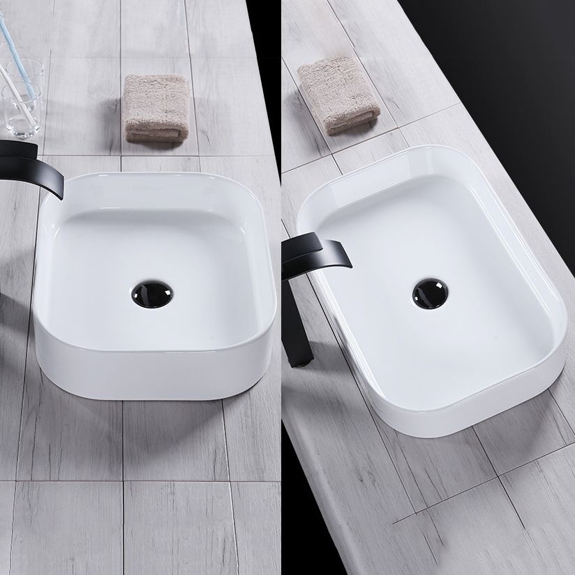 Modern Bathroom Sink Porcelain Rectangular Pop-Up Drain and Drain Assembly Basin Sink Clearhalo 'Bathroom Remodel & Bathroom Fixtures' 'Bathroom Sinks & Faucet Components' 'Bathroom Sinks' 'bathroom_sink' 'Home Improvement' 'home_improvement' 'home_improvement_bathroom_sink' 1200x1200_6bfb7fb6-067e-4dfe-abef-a6eeb945dffe