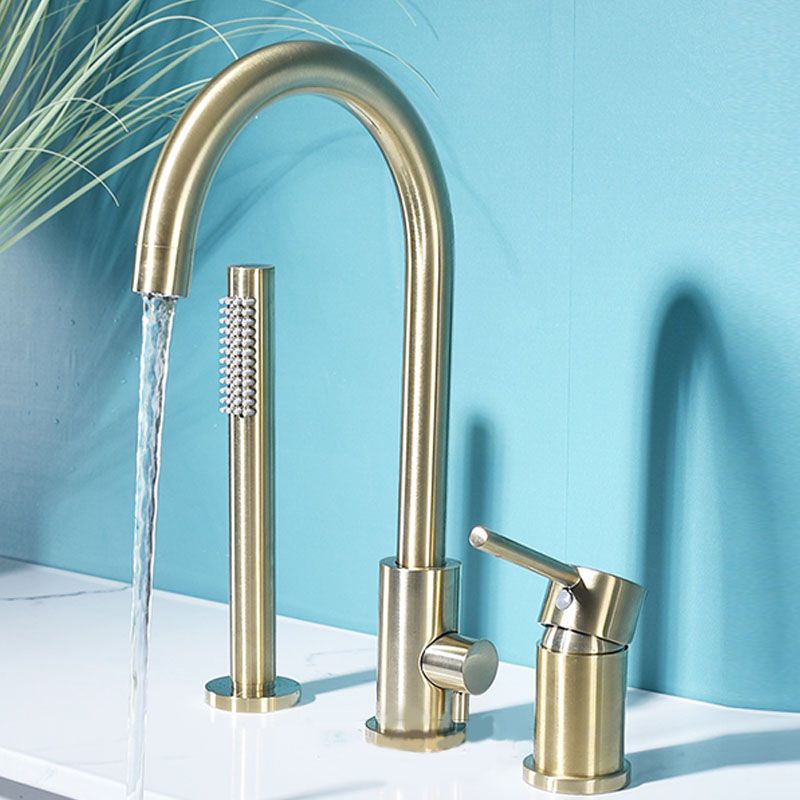 Industrial Roman Tub Faucet Trim High Arc Deck Mount Copper Bathtub Faucet Clearhalo 'Bathroom Remodel & Bathroom Fixtures' 'Bathtub Faucets' 'bathtub_faucets' 'Home Improvement' 'home_improvement' 'home_improvement_bathtub_faucets' 1200x1200_6c259820-2ad2-4130-8c50-4e60b954babb