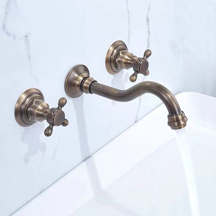 Traditioal Brass Roman Tub Faucet with 2 Cross Handles Tub Faucet Clearhalo 'Bathroom Remodel & Bathroom Fixtures' 'Bathroom Sink Faucets' 'Bathroom Sinks & Faucet Components' 'bathroom_sink_faucets' 'Home Improvement' 'home_improvement' 'home_improvement_bathroom_sink_faucets' 1200x1200_6c4d6e34-a14a-442a-a46d-85e85aad1637