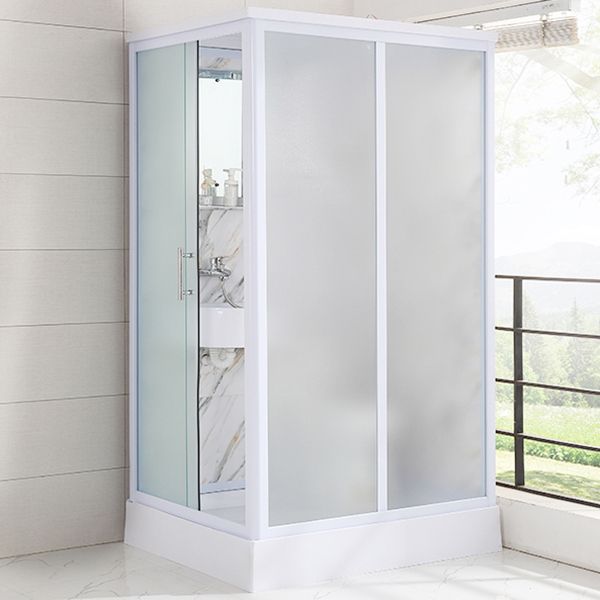 Rectangular Shower Stall Single Sliding Door Frosted Glass Shower Room ...