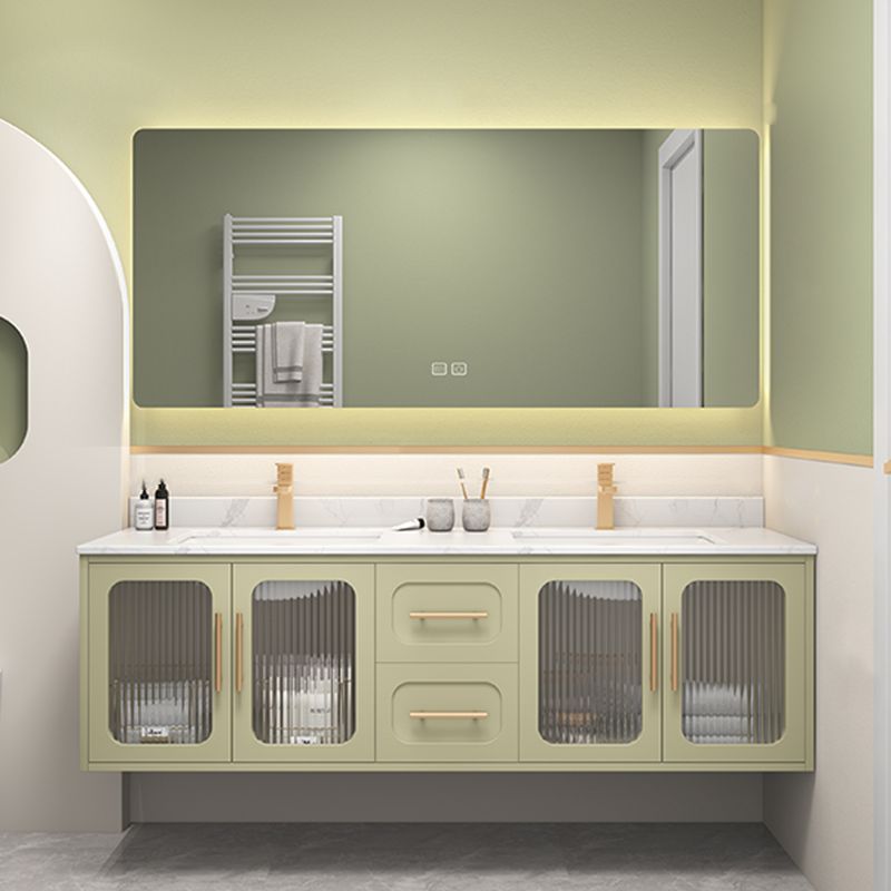 Double Sink Bath Vanity 2 Drawers Wall Mount Rectangle Vanity Set with Mirror Clearhalo 'Bathroom Remodel & Bathroom Fixtures' 'Bathroom Vanities' 'bathroom_vanities' 'Home Improvement' 'home_improvement' 'home_improvement_bathroom_vanities' 1200x1200_6c5d1779-d11e-42d2-a99d-83fcc6e46b74