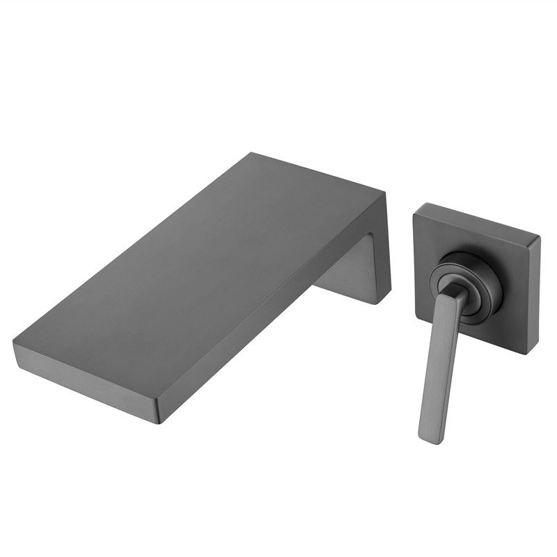 Single Lever Handle Sink Faucet Waterfall Spout Wall Mount 2 Holes Bathroom Faucet Clearhalo 'Bathroom Remodel & Bathroom Fixtures' 'Bathroom Sink Faucets' 'Bathroom Sinks & Faucet Components' 'bathroom_sink_faucets' 'Home Improvement' 'home_improvement' 'home_improvement_bathroom_sink_faucets' 1200x1200_6c68cb01-9e04-4160-b640-604af155c153