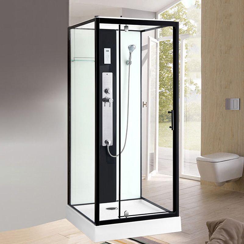 Modern Shower Stall Black Framed Shower Head Drainer Shower Stall Clearhalo 'Bathroom Remodel & Bathroom Fixtures' 'Home Improvement' 'home_improvement' 'home_improvement_shower_stalls_enclosures' 'Shower Stalls & Enclosures' 'shower_stalls_enclosures' 'Showers & Bathtubs' 1200x1200_6c77ef43-843c-448a-87b3-4533028b196a
