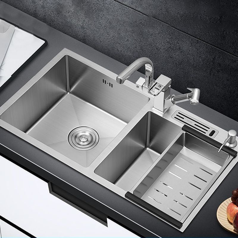 Contemporary Style Kitchen Sink Stainless Steel 2 Holes Kitchen Double Sink Clearhalo 'Home Improvement' 'home_improvement' 'home_improvement_kitchen_sinks' 'Kitchen Remodel & Kitchen Fixtures' 'Kitchen Sinks & Faucet Components' 'Kitchen Sinks' 'kitchen_sinks' 1200x1200_6ca26f08-83d5-4982-af37-a3fadeeef6a3