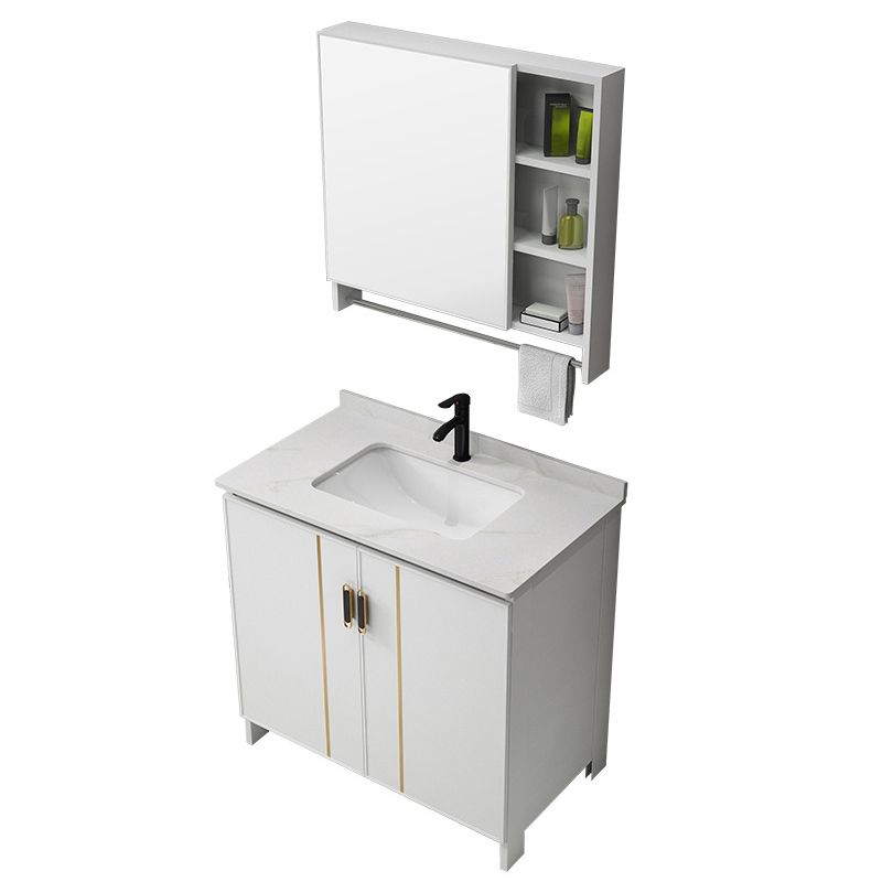 Gorgeous Freestanding Sink Cabinet Mirror Cabinet Bathroom Vanity Set in White Clearhalo 'Bathroom Remodel & Bathroom Fixtures' 'Bathroom Vanities' 'bathroom_vanities' 'Home Improvement' 'home_improvement' 'home_improvement_bathroom_vanities' 1200x1200_6cbabbd9-5f73-4f9b-be23-3477434ad7c1