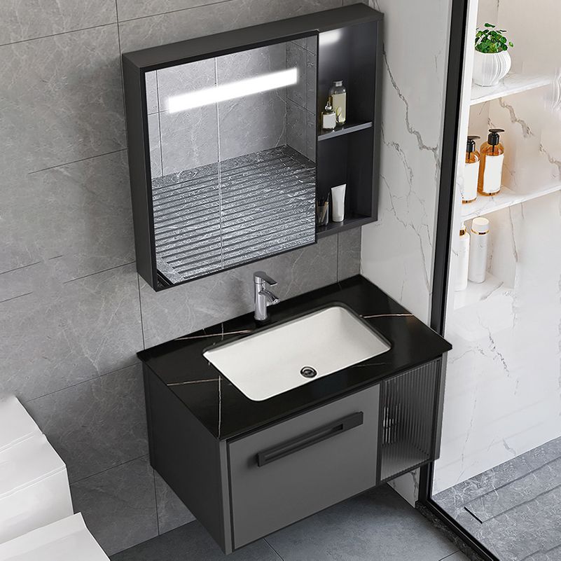 Sink Vanity Wall Mounted Rectangular Drawers Ceramic Sink Vanity Set Clearhalo 'Bathroom Remodel & Bathroom Fixtures' 'Bathroom Vanities' 'bathroom_vanities' 'Home Improvement' 'home_improvement' 'home_improvement_bathroom_vanities' 1200x1200_6cbfcd18-32a1-40ab-b3ad-73c80e254b0b