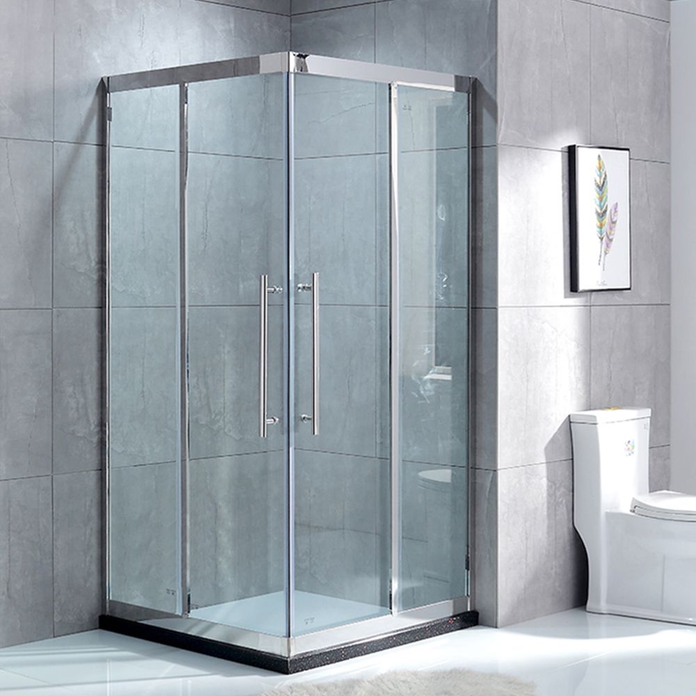 Double Sliding Corner Shower Enclosure Framed Tempered Glass Shower Enclosure Clearhalo 'Bathroom Remodel & Bathroom Fixtures' 'Home Improvement' 'home_improvement' 'home_improvement_shower_stalls_enclosures' 'Shower Stalls & Enclosures' 'shower_stalls_enclosures' 'Showers & Bathtubs' 1200x1200_6ccdbc0e-2ce2-411e-ae1a-5ac2112e02c4