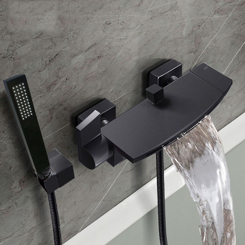 Modern Waterfall Bath Faucet Solid Color Wall Mounted Bathroom Faucet Clearhalo 'Bathroom Remodel & Bathroom Fixtures' 'Bathtub Faucets' 'bathtub_faucets' 'Home Improvement' 'home_improvement' 'home_improvement_bathtub_faucets' 1200x1200_6ce462e7-c0ea-47f0-856b-1827bea42801