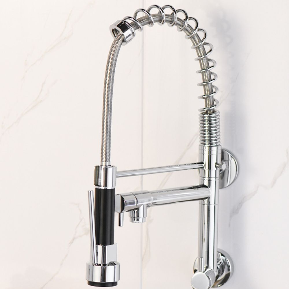 Modern Kitchen Faucet Spring Spout 1-Hole Bar Faucet in Silver Clearhalo 'Home Improvement' 'home_improvement' 'home_improvement_kitchen_faucets' 'Kitchen Faucets' 'Kitchen Remodel & Kitchen Fixtures' 'Kitchen Sinks & Faucet Components' 'kitchen_faucets' 1200x1200_6ceaf20d-0a21-4954-9ac6-bdcf499f629e