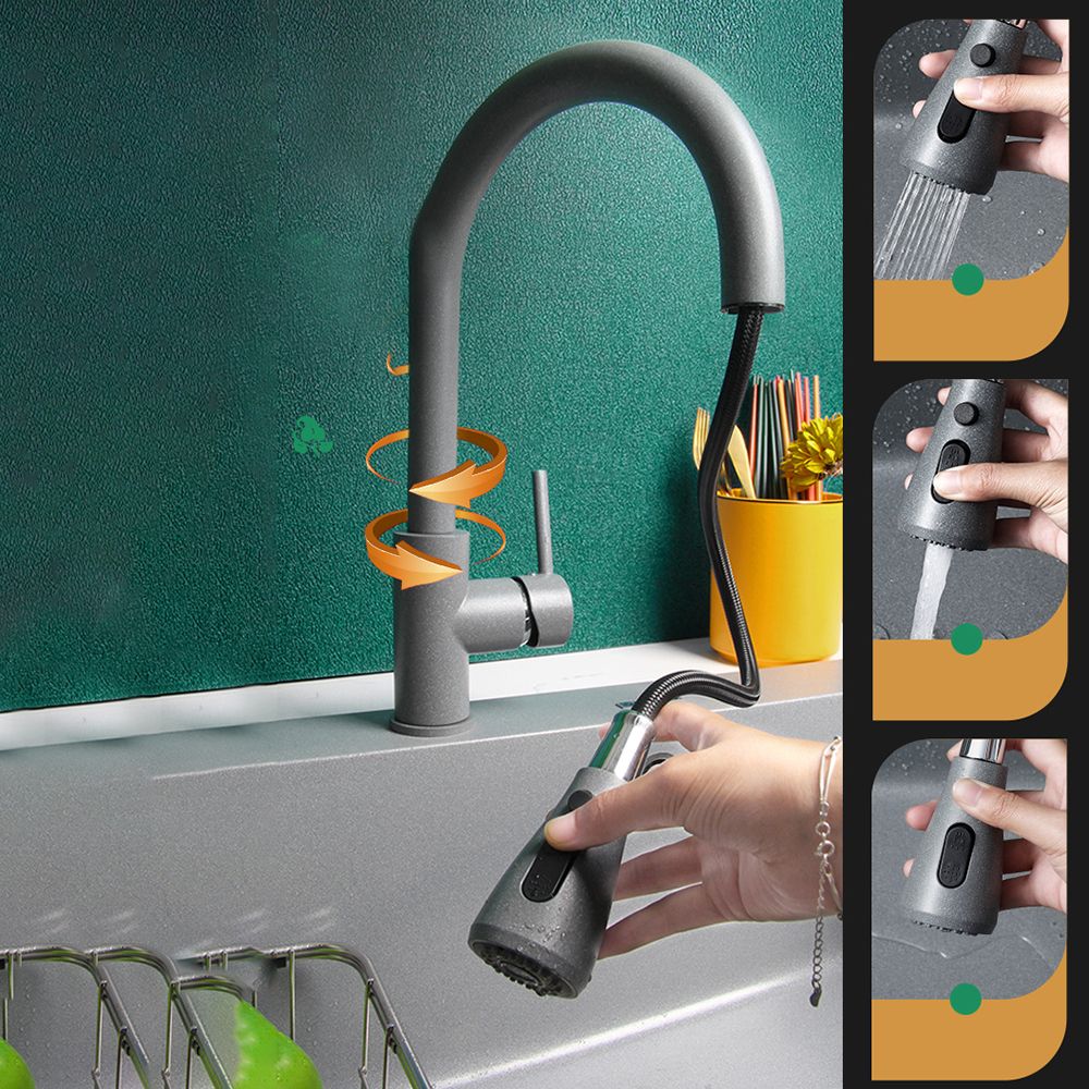 Kitchen Ceramic Sink Grey Pull-out Faucet Rod Handle Anti-spill Sink Clearhalo 'Home Improvement' 'home_improvement' 'home_improvement_kitchen_sinks' 'Kitchen Remodel & Kitchen Fixtures' 'Kitchen Sinks & Faucet Components' 'Kitchen Sinks' 'kitchen_sinks' 1200x1200_6cfafadf-7281-4f8a-992b-2f213c8ce81d