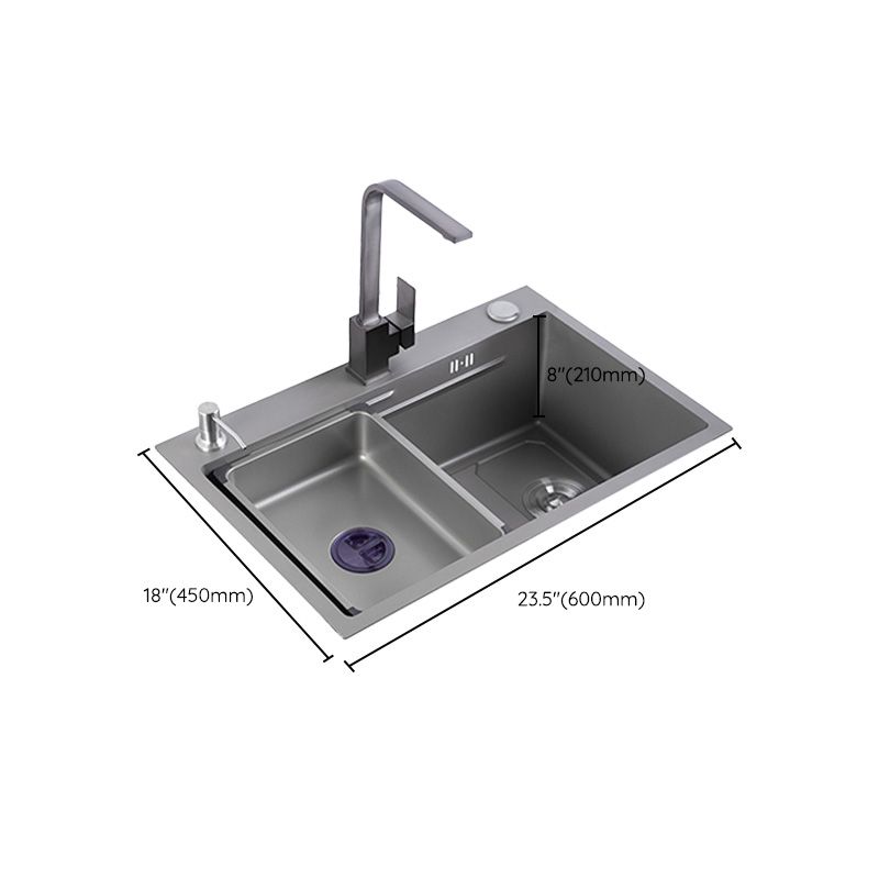Grey Kitchen Sink Cutting Board Single Bowl Stainless Steel Top-Mount Kitchen Sink Clearhalo 'Home Improvement' 'home_improvement' 'home_improvement_kitchen_sinks' 'Kitchen Remodel & Kitchen Fixtures' 'Kitchen Sinks & Faucet Components' 'Kitchen Sinks' 'kitchen_sinks' 1200x1200_6d0e66f6-3008-48ca-8340-509051795ee7
