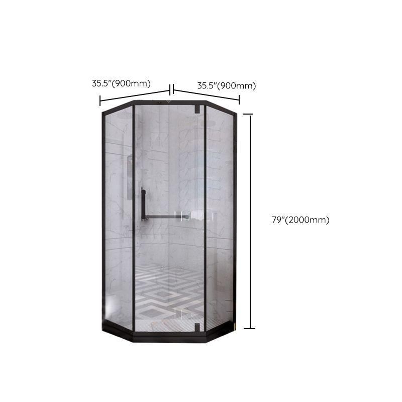 Black Semi Frameless Pivot Shower Door Tempered Glass Shower Door Clearhalo 'Bathroom Remodel & Bathroom Fixtures' 'Home Improvement' 'home_improvement' 'home_improvement_shower_tub_doors' 'Shower and Tub Doors' 'shower_tub_doors' 'Showers & Bathtubs' 1200x1200_6d148b7f-562d-42e0-80fe-feffbf5e5c68