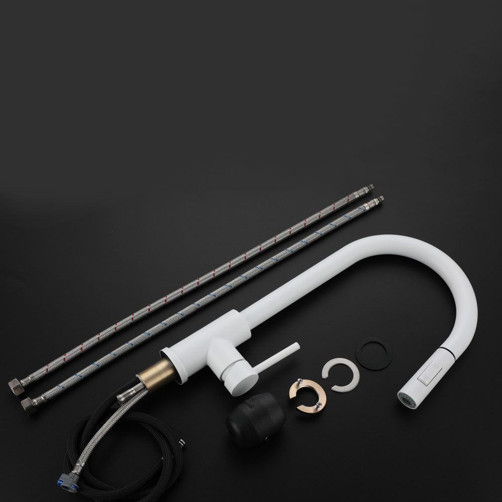 Contemporary Single Handle Kitchen Faucet 1-Hold Faucet with Pull out Sprayer Clearhalo 'Home Improvement' 'home_improvement' 'home_improvement_kitchen_faucets' 'Kitchen Faucets' 'Kitchen Remodel & Kitchen Fixtures' 'Kitchen Sinks & Faucet Components' 'kitchen_faucets' 1200x1200_6d26dccd-56ff-4f1b-abf7-9df9d9a998a1