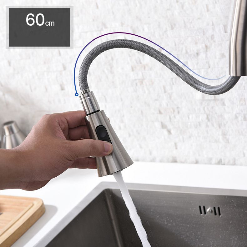 Modern Spray Kitchen Faucet Stainless Steel with Pull Out Sprayer Bar Faucet Clearhalo 'Home Improvement' 'home_improvement' 'home_improvement_kitchen_faucets' 'Kitchen Faucets' 'Kitchen Remodel & Kitchen Fixtures' 'Kitchen Sinks & Faucet Components' 'kitchen_faucets' 1200x1200_6d2caf39-5fa6-4723-9a54-7b53148521bf