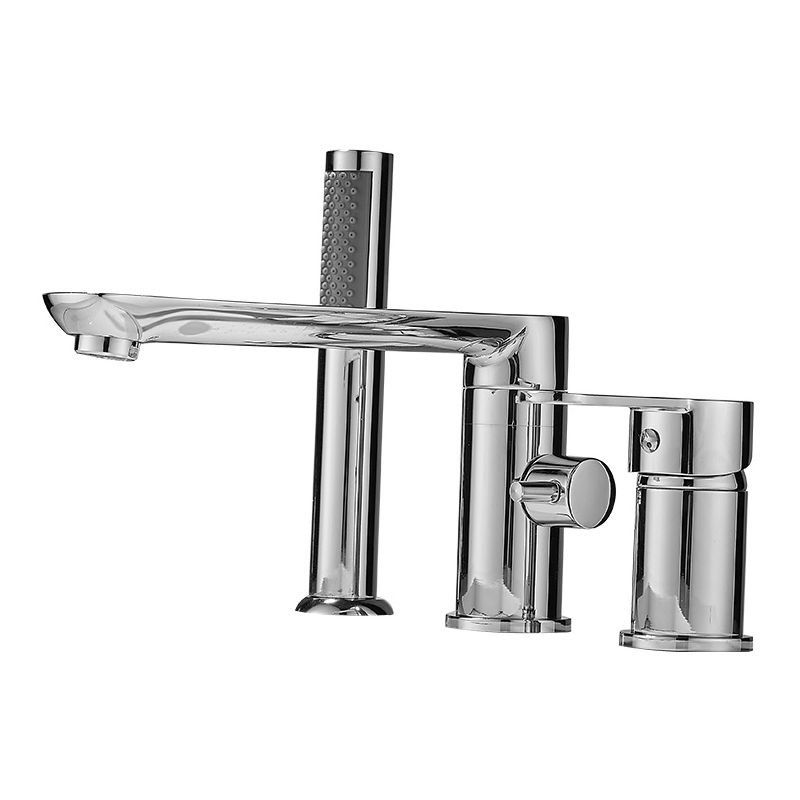 Modern Deck Mounted Freestanding Tub Filler Metal Freestanding Faucet with Handles Clearhalo 'Bathroom Remodel & Bathroom Fixtures' 'Bathtub Faucets' 'bathtub_faucets' 'Home Improvement' 'home_improvement' 'home_improvement_bathtub_faucets' 1200x1200_6d3ee85c-ac91-4c0f-8145-fbcc9c714cb0