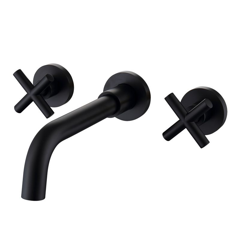 Modern Circular Bathroom Sink Faucet with 2 Handles Wall Mounted Bathroom Faucet Clearhalo 'Bathroom Remodel & Bathroom Fixtures' 'Bathroom Sink Faucets' 'Bathroom Sinks & Faucet Components' 'bathroom_sink_faucets' 'Home Improvement' 'home_improvement' 'home_improvement_bathroom_sink_faucets' 1200x1200_6d42c2e7-1da9-4f29-9d9d-db393c02f8d2