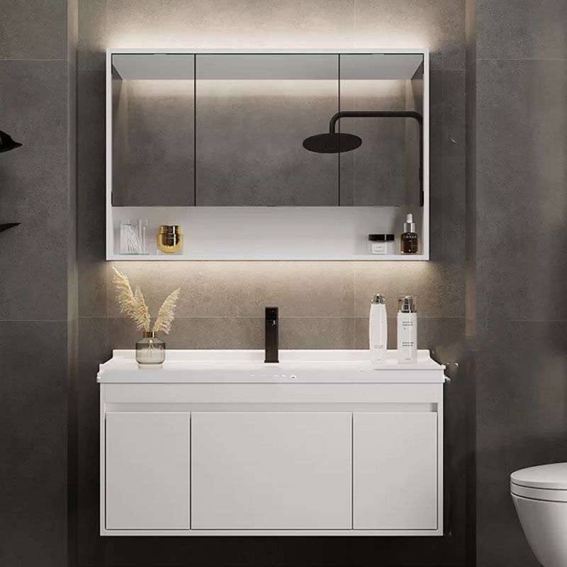 White Modern Wall Mounted Standard Open Console with Sink Set Clearhalo 'Bathroom Remodel & Bathroom Fixtures' 'Bathroom Vanities' 'bathroom_vanities' 'Home Improvement' 'home_improvement' 'home_improvement_bathroom_vanities' 1200x1200_6d4e06b5-9887-4b6e-85ae-2d65dd98cbf2