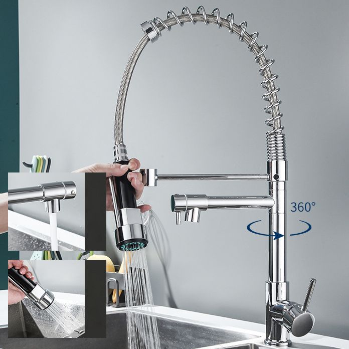 Farmhouse Bar Faucet Brass Lever Handles Spring Spout Swivel Spout Pre-Rinse Faucet Clearhalo 'Home Improvement' 'home_improvement' 'home_improvement_kitchen_faucets' 'Kitchen Faucets' 'Kitchen Remodel & Kitchen Fixtures' 'Kitchen Sinks & Faucet Components' 'kitchen_faucets' 1200x1200_6d65119b-db22-49fe-8492-a3bf230ccbb6
