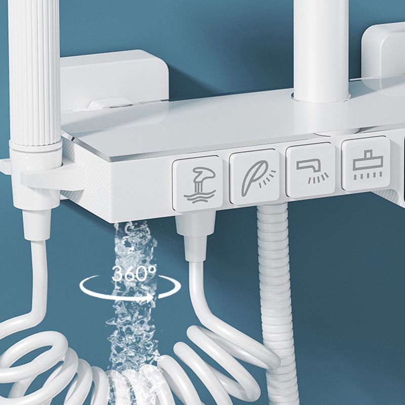 White Round Metal Shower Faucet Valve Included Shower Head Shower on Wall Clearhalo 'Bathroom Remodel & Bathroom Fixtures' 'Home Improvement' 'home_improvement' 'home_improvement_shower_faucets' 'Shower Faucets & Systems' 'shower_faucets' 'Showers & Bathtubs Plumbing' 'Showers & Bathtubs' 1200x1200_6d7c4ab9-71e4-4677-a489-d319b8339b04