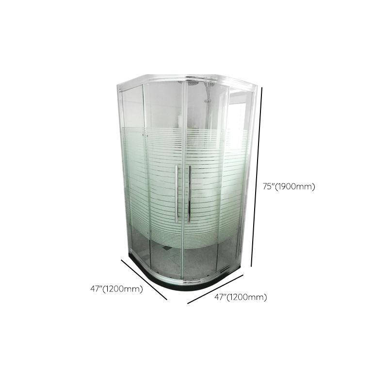 Rounded Framed Shower Enclosure Tempered Glass Double Sliding Shower Kit Clearhalo 'Bathroom Remodel & Bathroom Fixtures' 'Home Improvement' 'home_improvement' 'home_improvement_shower_stalls_enclosures' 'Shower Stalls & Enclosures' 'shower_stalls_enclosures' 'Showers & Bathtubs' 1200x1200_6d84f51a-7264-4058-bd75-dd6feadc9a8d