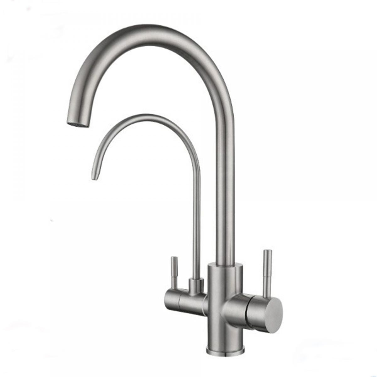 Modern Spray Kitchen Faucet Stainless Steel Swivel Spout with Water Dispenser Sink Faucet Clearhalo 'Home Improvement' 'home_improvement' 'home_improvement_kitchen_faucets' 'Kitchen Faucets' 'Kitchen Remodel & Kitchen Fixtures' 'Kitchen Sinks & Faucet Components' 'kitchen_faucets' 1200x1200_6d8adf18-05fe-40ac-a2b6-168e152530d9