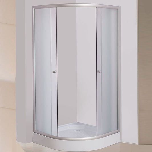 Tempered Glass Shower Enclosure Corner Round Clear Glass Shower Kit Clearhalo 'Bathroom Remodel & Bathroom Fixtures' 'Home Improvement' 'home_improvement' 'home_improvement_shower_stalls_enclosures' 'Shower Stalls & Enclosures' 'shower_stalls_enclosures' 'Showers & Bathtubs' 1200x1200_6daca08a-7370-48cc-a545-e2763d580a89