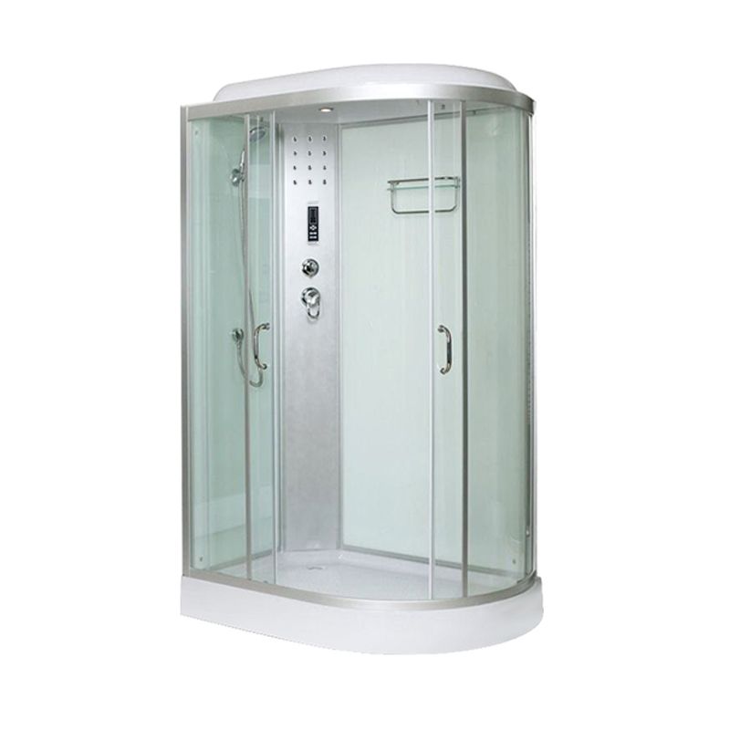 Tempered Glass Double Sliding Shower Enclosure White Frame One Piece Shower Enclosure Clearhalo 'Bathroom Remodel & Bathroom Fixtures' 'Home Improvement' 'home_improvement' 'home_improvement_shower_stalls_enclosures' 'Shower Stalls & Enclosures' 'shower_stalls_enclosures' 'Showers & Bathtubs' 1200x1200_6dc76a7a-279c-42ce-963d-25dce7bee6bd
