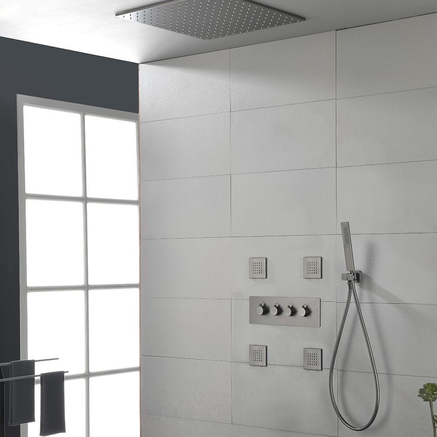 Modern Shower Combo Brass Slide Bar Included Ceiling Mounted Shower System Clearhalo 'Bathroom Remodel & Bathroom Fixtures' 'Home Improvement' 'home_improvement' 'home_improvement_shower_faucets' 'Shower Faucets & Systems' 'shower_faucets' 'Showers & Bathtubs Plumbing' 'Showers & Bathtubs' 1200x1200_6df36068-eff2-48fb-9b00-f69d94930d2a