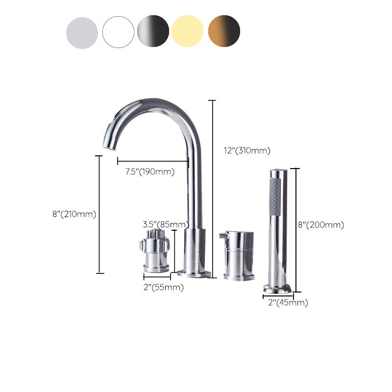 Modern Style Roman Tub Faucet Deck-Mount Copper Roman Tub Faucet Clearhalo 'Bathroom Remodel & Bathroom Fixtures' 'Bathtub Faucets' 'bathtub_faucets' 'Home Improvement' 'home_improvement' 'home_improvement_bathtub_faucets' 1200x1200_6dfbdacc-fce1-42f9-b96b-bc49222c7a5d
