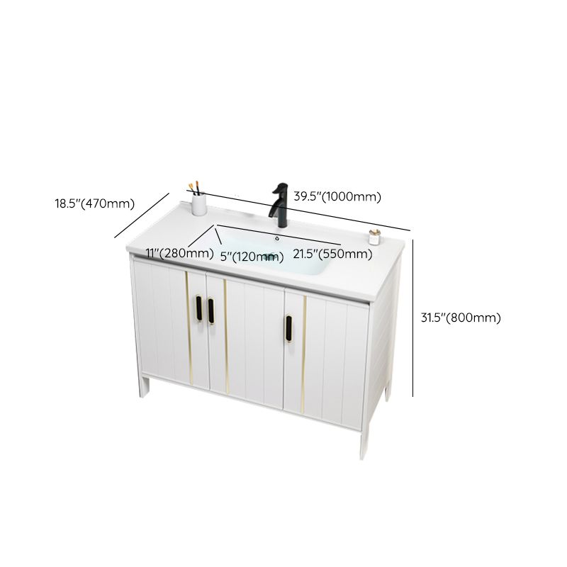 Metal Sink Vanity Freestanding Bathroom Sink Vanity with Single Sink Clearhalo 'Bathroom Remodel & Bathroom Fixtures' 'Bathroom Vanities' 'bathroom_vanities' 'Home Improvement' 'home_improvement' 'home_improvement_bathroom_vanities' 1200x1200_6e08b59f-606c-4cd0-a3b1-89a007a668ee