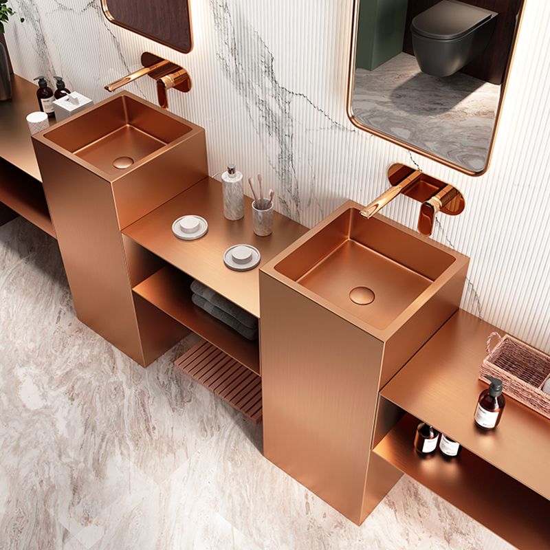 Contemporary Round Wash Stand Stainless Steel Metal Undermount Bathroom Sink Clearhalo 'Bathroom Remodel & Bathroom Fixtures' 'Bathroom Sinks & Faucet Components' 'Bathroom Sinks' 'bathroom_sink' 'Home Improvement' 'home_improvement' 'home_improvement_bathroom_sink' 1200x1200_6e189686-ce6f-41cf-b252-228dcdc95419