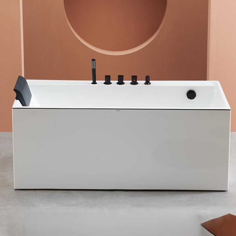 Modern White Acrylic Bathtub Rectangle Back to Wall with Drain Bath Tub Clearhalo 'Bathroom Remodel & Bathroom Fixtures' 'Bathtubs' 'Home Improvement' 'home_improvement' 'home_improvement_bathtubs' 'Showers & Bathtubs' 1200x1200_6e2cf2b4-2c01-497e-9224-1a2ed02f9d5a