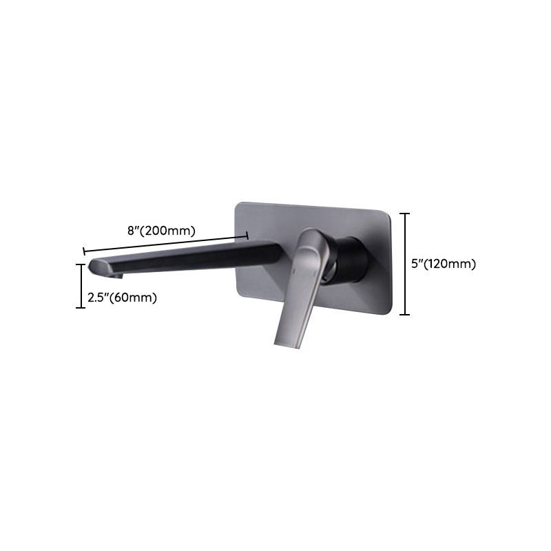 2 Holes Sink Faucet Single Lever Handle Wall-Mounted Low Arc Bathroom Faucet Clearhalo 'Bathroom Remodel & Bathroom Fixtures' 'Bathroom Sink Faucets' 'Bathroom Sinks & Faucet Components' 'bathroom_sink_faucets' 'Home Improvement' 'home_improvement' 'home_improvement_bathroom_sink_faucets' 1200x1200_6e3f0574-c561-484a-b28e-b7d7d51b0482