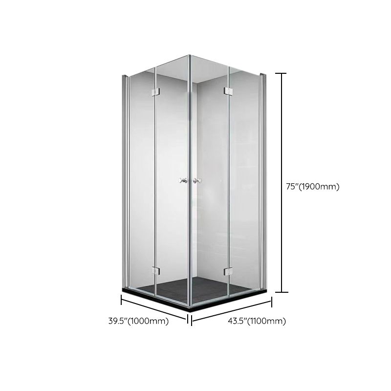 Frameless Folding Tempered Glass Shower Door with Thickened 304 Stainless Steel Fittings Clearhalo 'Bathroom Remodel & Bathroom Fixtures' 'Home Improvement' 'home_improvement' 'home_improvement_shower_tub_doors' 'Shower and Tub Doors' 'shower_tub_doors' 'Showers & Bathtubs' 1200x1200_6e4bf46b-6752-427f-b80a-7220e5ddca78