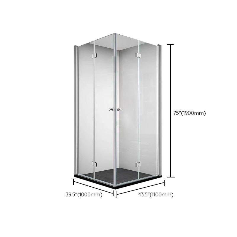 Frameless Folding Tempered Glass Shower Door with Thickened 304 Stainless Steel Fittings Clearhalo 'Bathroom Remodel & Bathroom Fixtures' 'Home Improvement' 'home_improvement' 'home_improvement_shower_tub_doors' 'Shower and Tub Doors' 'shower_tub_doors' 'Showers & Bathtubs' 1200x1200_6e4bf46b-6752-427f-b80a-7220e5ddca78
