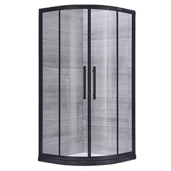 Neo-round Double Sliding Shower Enclosure Black Frame Shower Kit Clearhalo 'Bathroom Remodel & Bathroom Fixtures' 'Home Improvement' 'home_improvement' 'home_improvement_shower_stalls_enclosures' 'Shower Stalls & Enclosures' 'shower_stalls_enclosures' 'Showers & Bathtubs' 1200x1200_6e5cd34d-2c56-4950-a475-0acf473b8e09