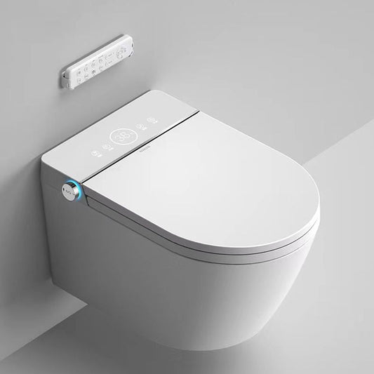Elongated Wall Hung Toilet Set in White Smart Bidet With Warm Air Dryer Clearhalo 'Bathroom Remodel & Bathroom Fixtures' 'Bidets' 'Home Improvement' 'home_improvement' 'home_improvement_bidets' 'Toilets & Bidets' 1200x1200_6e6ab2b4-8743-45b5-8a96-dfbed0d81ea2