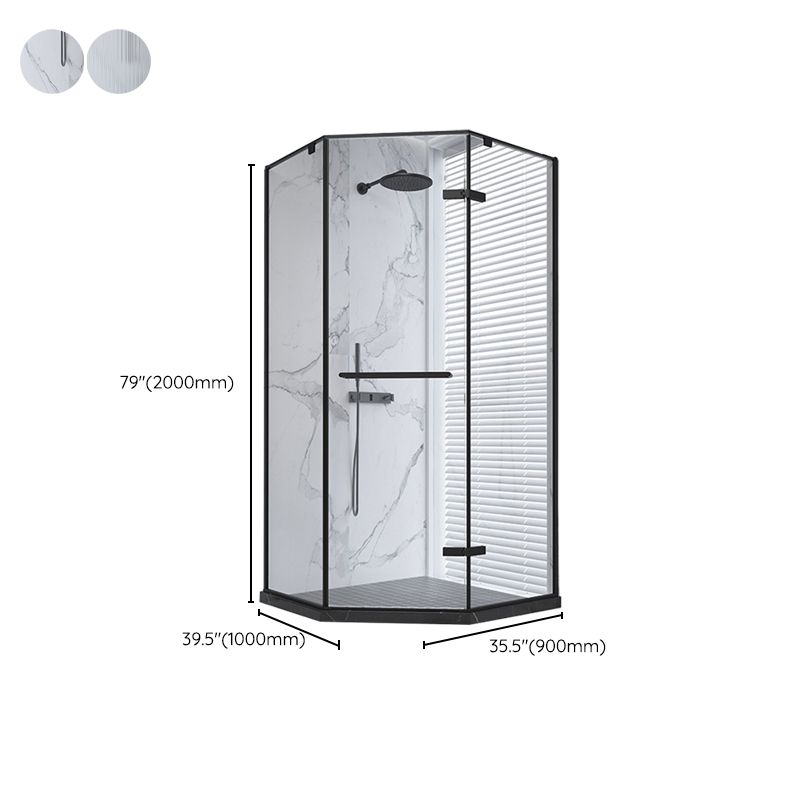 Black Neo-Angle Shower Enclosure Semi Frameless Door Hinged Shower Room Clearhalo 'Bathroom Remodel & Bathroom Fixtures' 'Home Improvement' 'home_improvement' 'home_improvement_shower_stalls_enclosures' 'Shower Stalls & Enclosures' 'shower_stalls_enclosures' 'Showers & Bathtubs' 1200x1200_6e77f419-da1a-4221-87b7-396b56a4b9ea