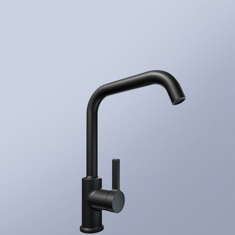 Modern Style Bar Faucet Copper Lever Handle Gooseneck Bar Faucet in Black Clearhalo 'Home Improvement' 'home_improvement' 'home_improvement_kitchen_faucets' 'Kitchen Faucets' 'Kitchen Remodel & Kitchen Fixtures' 'Kitchen Sinks & Faucet Components' 'kitchen_faucets' 1200x1200_6e853a63-e57e-4210-b3be-19b19d053ed1