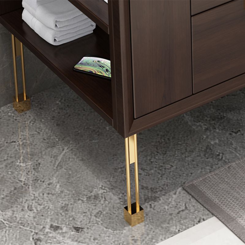 Freestanding Vanity Mirror Rectangle Single Sink Wood Frame Vanity Set with Drawers Clearhalo 'Bathroom Remodel & Bathroom Fixtures' 'Bathroom Vanities' 'bathroom_vanities' 'Home Improvement' 'home_improvement' 'home_improvement_bathroom_vanities' 1200x1200_6e8729c7-8af6-47f2-a701-9b3dd74acd8e