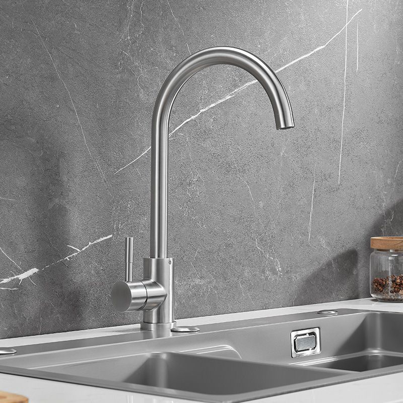 Modern Style Kitchen Faucet Lever Handle 304 Stainless Steel Kitchen Faucet Clearhalo 'Home Improvement' 'home_improvement' 'home_improvement_kitchen_faucets' 'Kitchen Faucets' 'Kitchen Remodel & Kitchen Fixtures' 'Kitchen Sinks & Faucet Components' 'kitchen_faucets' 1200x1200_6e909f32-9d52-4d60-bffd-55ca69dfcb65